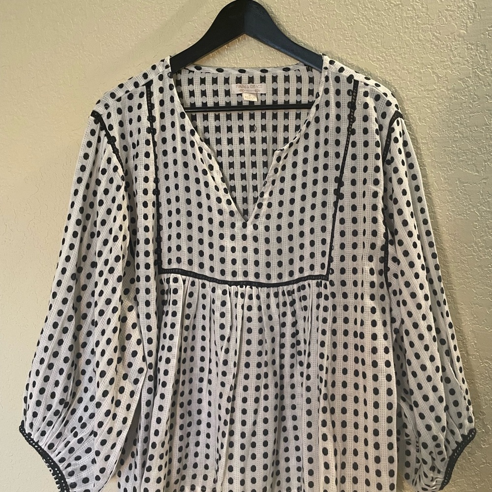Polka Dot V-Neck Women's Top